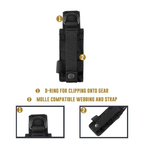 OneTigris 1000D Nylon Flashlight Pouch Case with LED Light Cover, Belt Pouch, Holster for Outdoor Camping and Airsoft (Black)