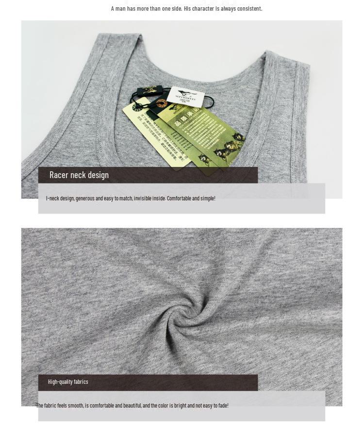 Septwolves Men's Pure Cotton Elastic Sports Vest - White