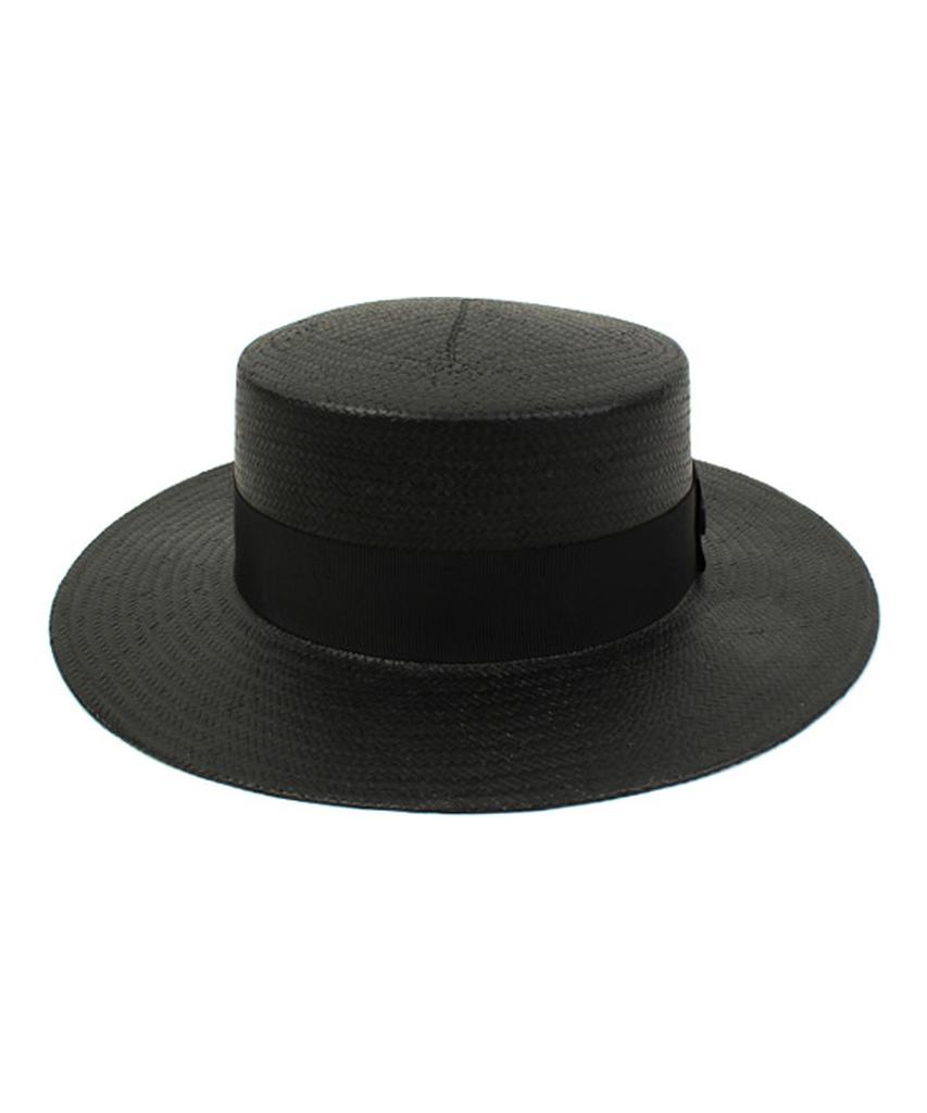 Black Flat Long Panama Hat