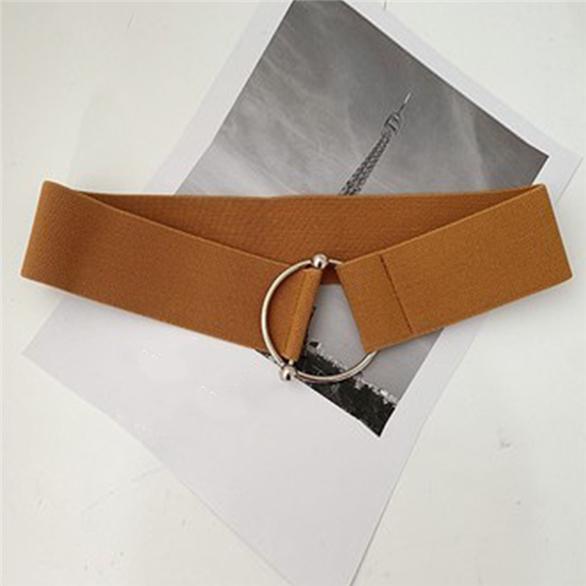 Women's Elastic Belts Round Buckle Belt Fashion Simple Waistband Clothing Decoration