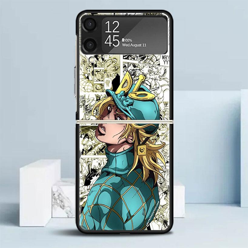 JoJo Adventure Dio Diego Brando Black Cover for Samsung Galaxy Z Flip 7 6 5 4 3 5G Phone Case Flip7 Flip6 Flip5 Flip4 Flip3 Patt