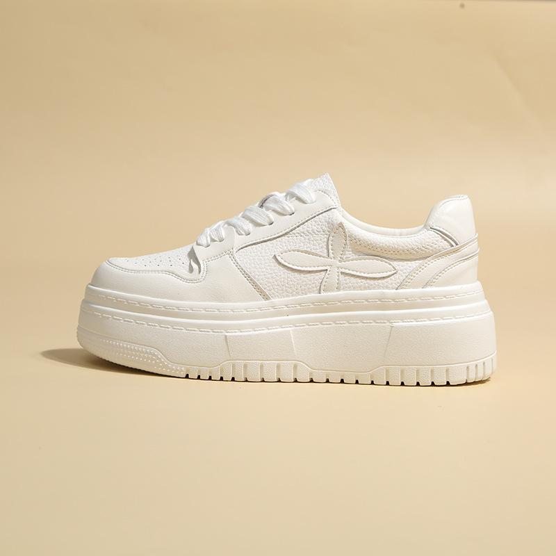 

Кожаные толстоподошвенные увеличивающие рост изнутри маленькие белые туфли женские новые осенние маффины женская обувь повседневная спортивная обувь для скейтборда 40 белый