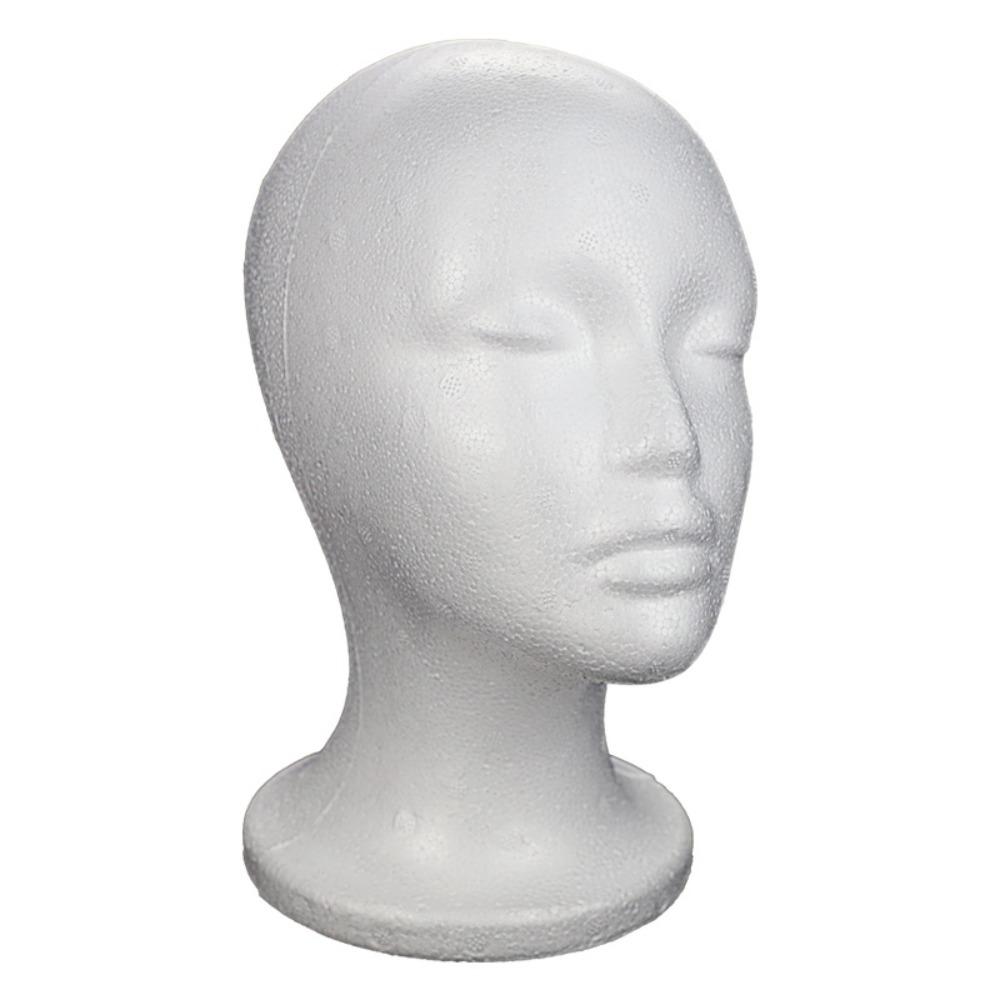White Female Mannequin Head Stable Base Display Stand Rack Foam Head Model  Photography Prop