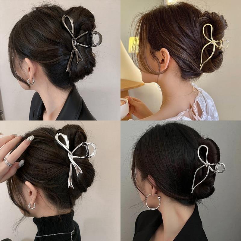 Ženy Nová Vintage stuha Mašľa Pazúriky do vlasov Vynikajúca kovová spona do vlasov Sponky do vlasov Pre ženy Doplnky do vlasov Barrettes Sponky na žraloky