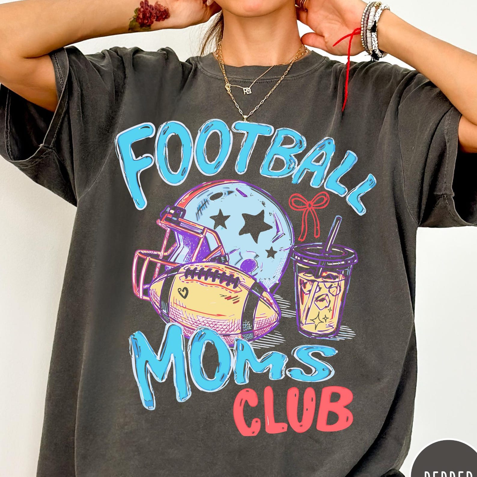 Football Moms Club Comfort Colors® T-Shirt, Gameday Doodle Football Tee, Trendy Women s Football Shirt, Sports Mom Shirt, Game Day Tee S