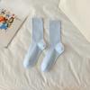 Female Summer Thin Simple Pure Color All Build Vertical Bar Wicking High Tube Cotton Socks