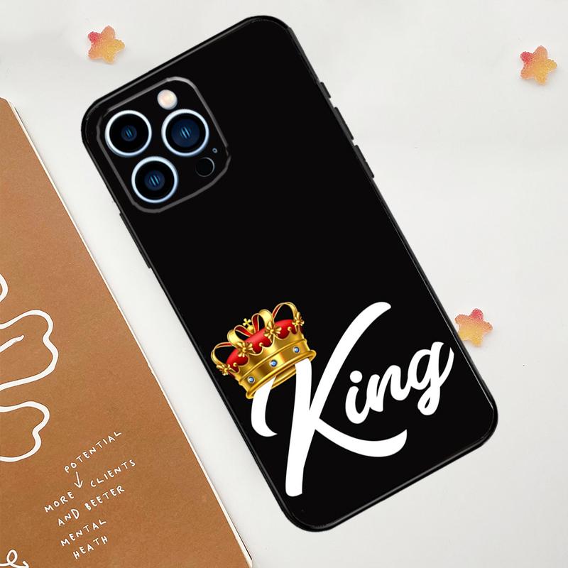 King Queen Crown Phone Case For iPhone 17 Pro Max 14 13 12 11 15 16 Pro Max mini 15 Plus 16e 17 Air Funda