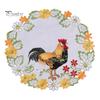Afternoon Tea Table Settings Pastoral Rooster Embroidered Placemat, Decorative Lace Floral Pattern Round Placemats Mat, Polyester Vintage Mat