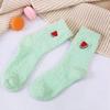 Kawaii Women's Fruit Embroidery Socks Fluffy Warm Plush Socks Female Fashion Winter Coldproof Floor Sleep Socks Snow Terry Sock
