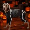 Unique Pet Dress Up Costume Skeleton Dog Costume, Print Four-legged Outfit, Spooky Stretch Polyester Pajamas Cool Pullover Shirt for Halloween