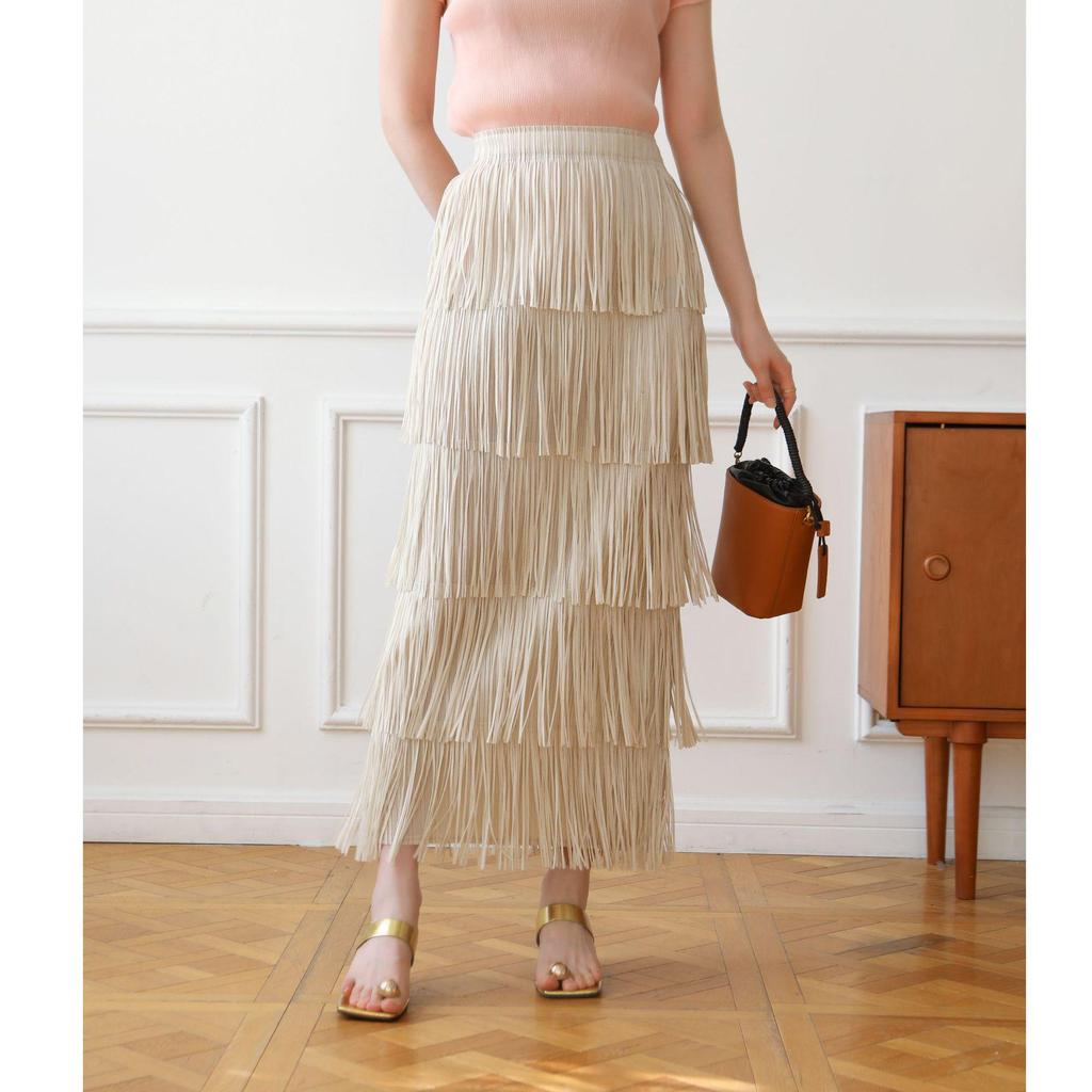 Miyake-Style High-End Pleated Tassel Skirt: Versatile Summer Street Style