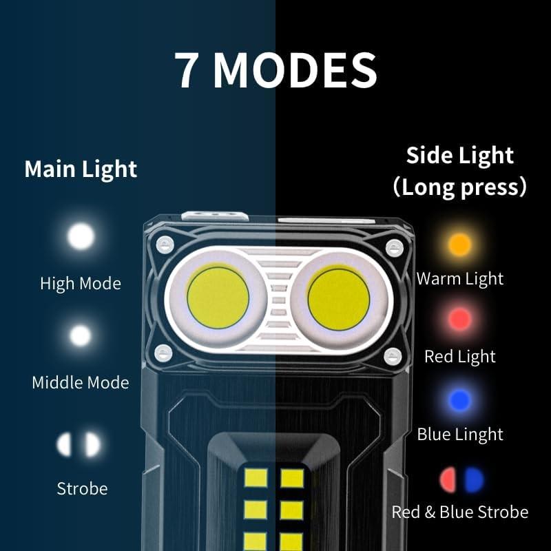 High Power Mini Led EDC Flashlight COB 1200mAh USB Rechargeable Torch Lamp Portable Magnetic Digital Display Work Light