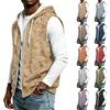 Men's Camouflage Print Hooded Sleeveless Zip Up Vest for Casual Streetwear