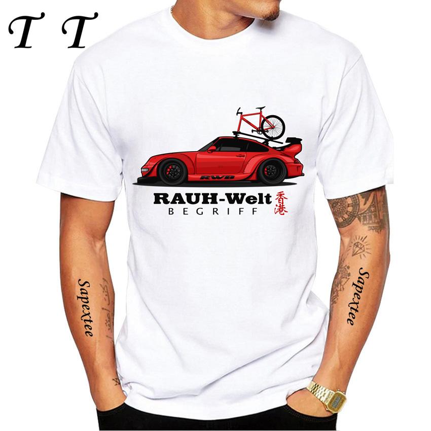 New Summer Men Short Sleeve Retro Turbo RWB 993 T-Shirt Hip Hop Casual Tops Vintage Harajuku Sport Car Fashion White Tees