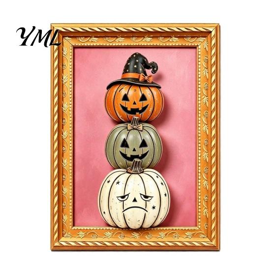 Metal Cabinet Ornaments Halloween Pumpkin Frame Refrigerator Magnet, Vintage Ghost Fridge Waterproof Magnets Whiteboard Decorative Magnet for Holiday