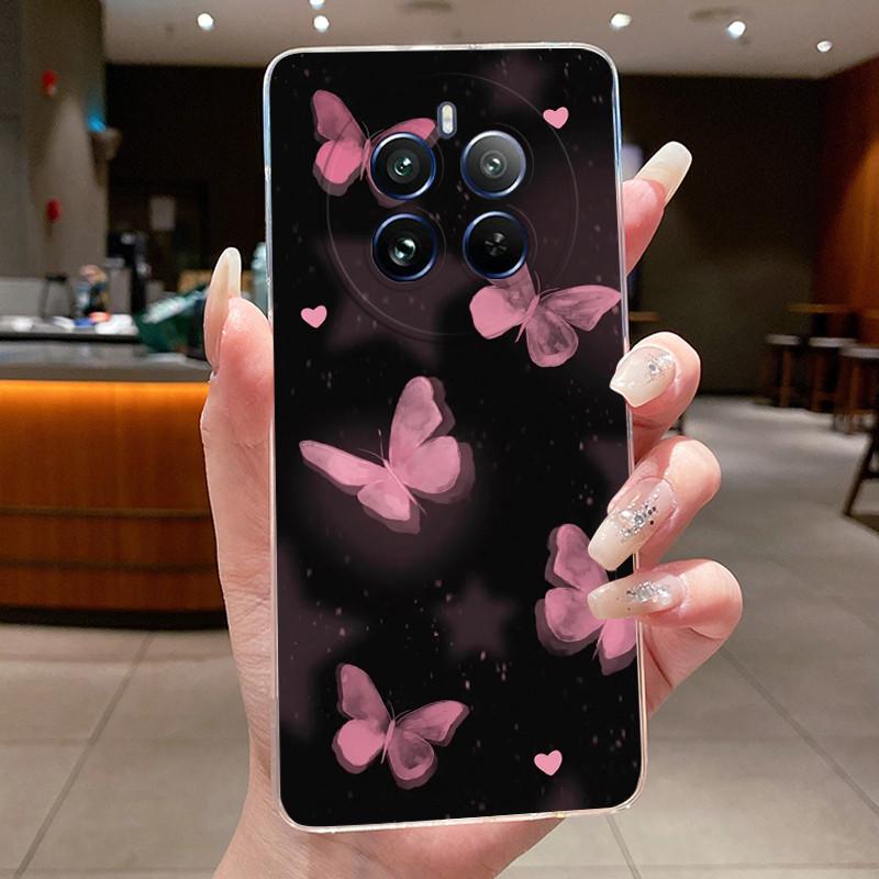 Case For Realme 12 Pro Plus 5G Pretty Flowers Butterfly Clear Soft Silicone TPU Cover For Realme12ProPlus 12 Pro Plus 5G Fundas