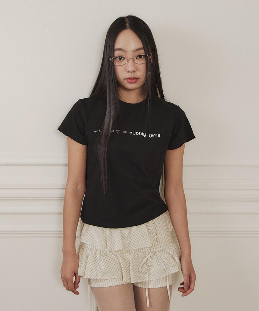 Yuupeu Lettering Jewel Tee - Black