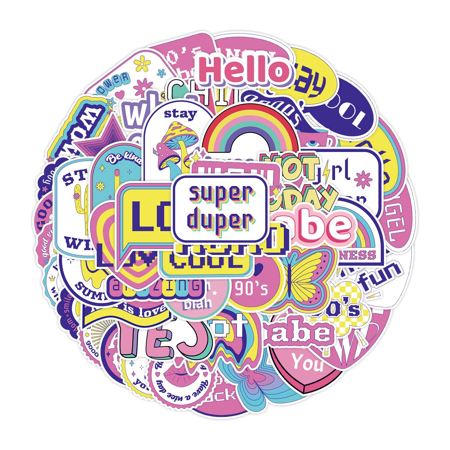 

50 Phrases Graffiti Stickers Suitcase Car Notebook Refrigerator Water Cup Waterproof Decorative Stickers