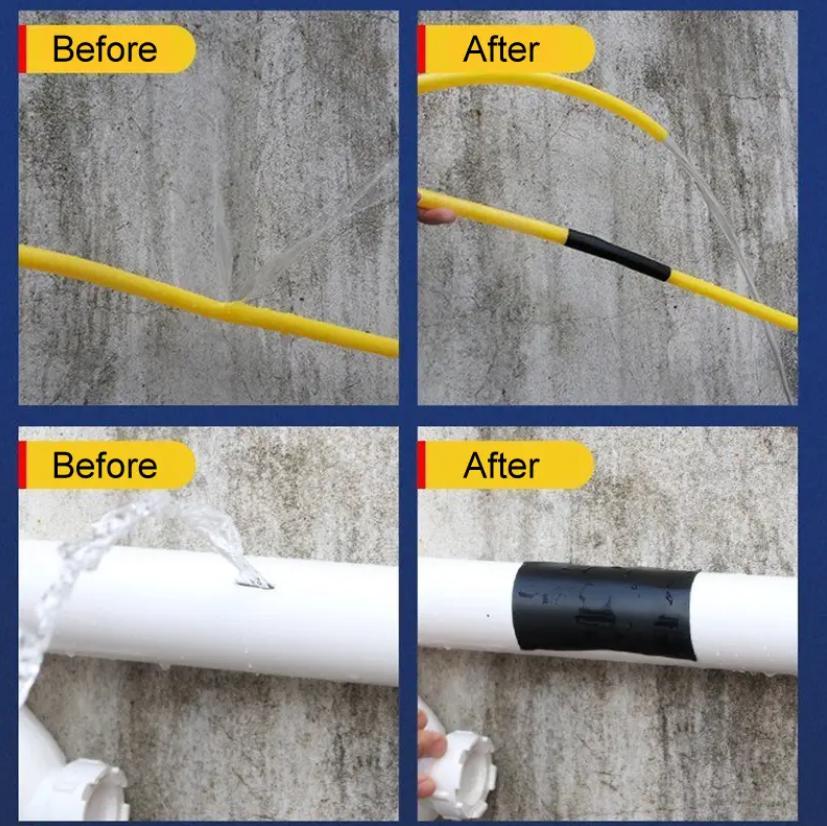 Bandă de reparare a scurgerilor din PVC, ultra-durabilă, super puternică, etanșă, rezistentă la intemperii și autoadezivă, soluție pentru remedieri instantanee, 10 cm x 1,5 m