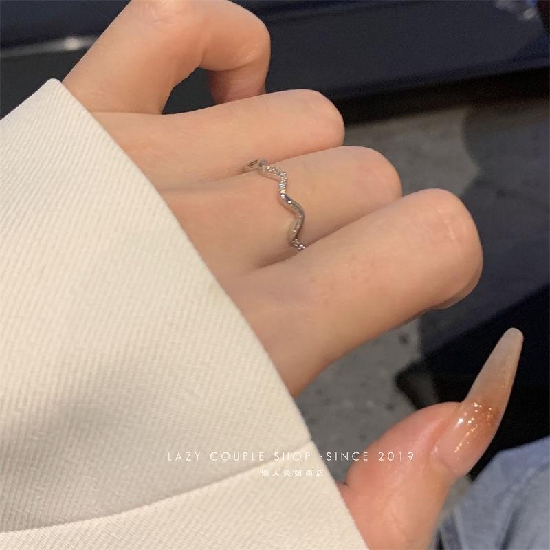Light luxury fashion high sense pearl zircon copper ring women's design sense retro personality open index finger ring simple