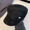 Maillard Brown Suede Flat-top Berets Cap for Women Spring and Autumn Casual Versatile British Style Retro Equestrian Hats Men