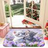 1Pcs Anti Fatigue Kitchen Rugs,  Purple Flower Print Waterproof Non-Slip Thick Cushioned Kitchen Mat Heavy Duty Comfort Standing Mat for Kitchen