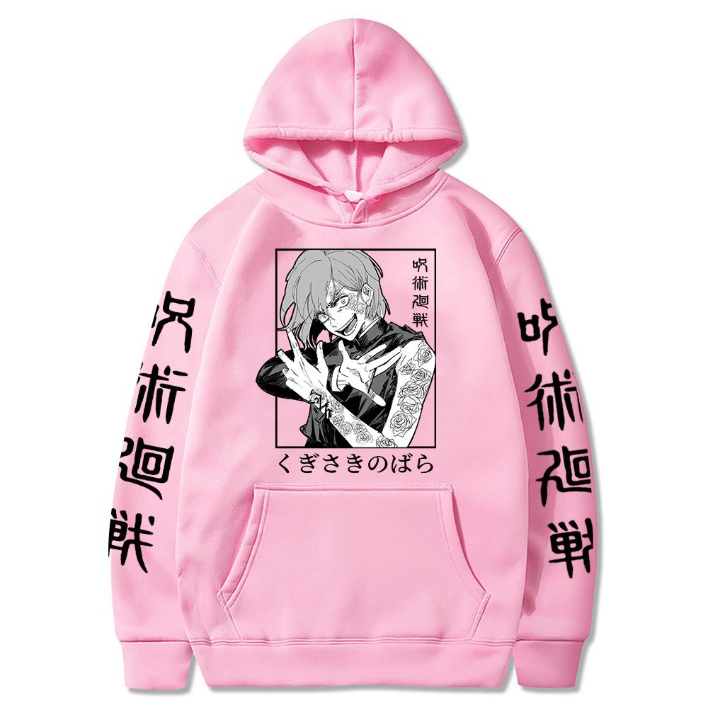 

Толстовки Jujutsu Kaisen Kugisaki Nobara, толстовки с капюшоном в стиле аниме, толстовка с карманами Y2k, уличная одежда, пуловер большого размера, мужская одежда L