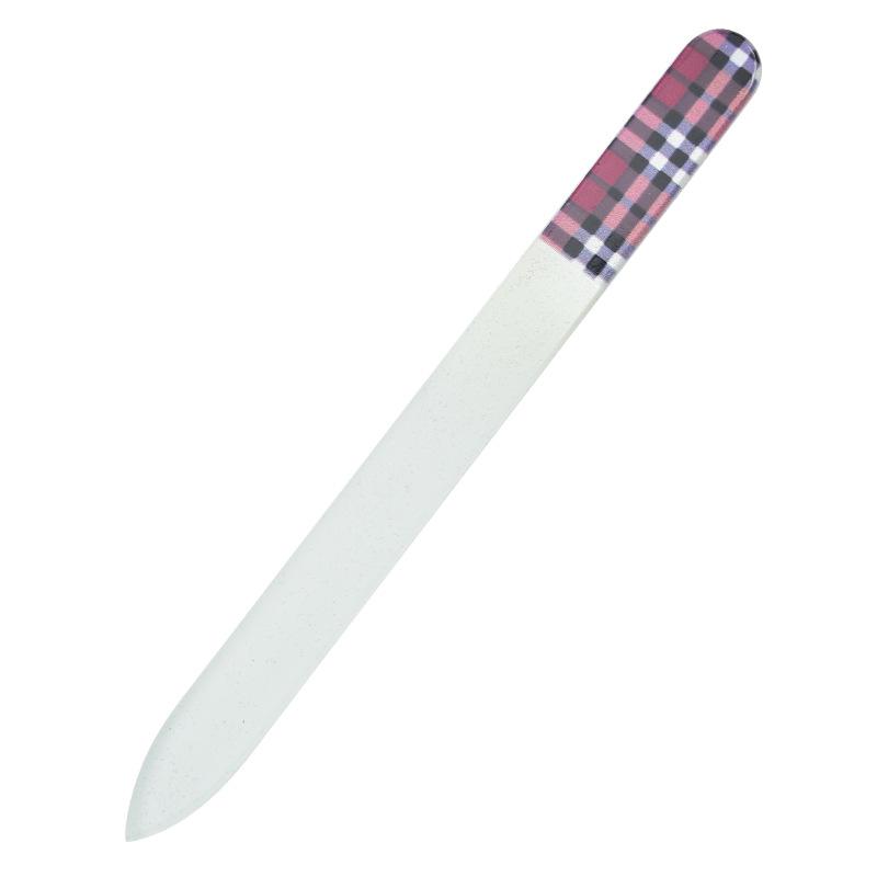 14cm Plaid Glass Nail File for Shaping, Polishing, and Brightening Nails
