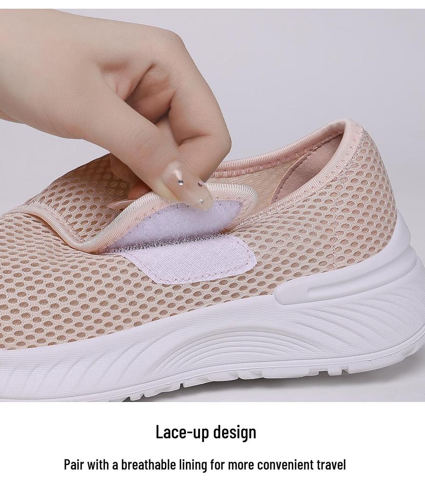Damskie siatkowe buty na rzepy, wsuwane, do chodzenia - Lekkie, przewiewne, codzienne, wiosenne, dla mam