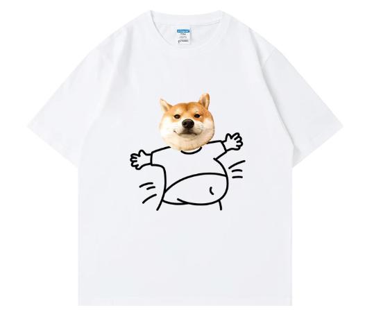 Large-bellied Shih Tzu Summer Fun and Simple Icon Short-sleeved T-shirt Pure Cotton Casual Round-neck Top for Both Men and Women