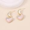French gentle pink MIN letter crescent moon inlaid zircon love earrings Elegant, smart and simple and versatile earrings