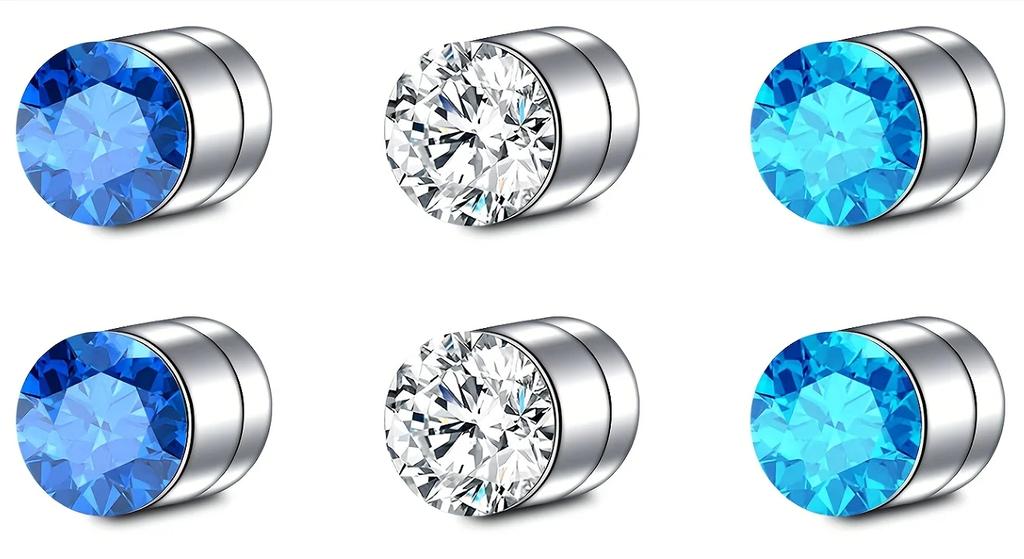 2-12Pcs Simple Stainless Steel Magnetic Nose Stud Earrings, 3mm Non-Pierced Body Jewelry For Male and Female