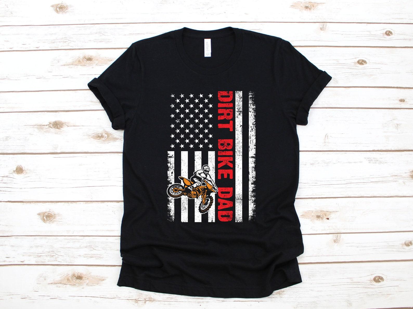 Dirt Bike Dad Shirt, American Flag Dirt Biker Gift, USA Dirt Biking Fathers Day T-Shirt,T-shirt, T-shirt, T-shirt, Tank Top M