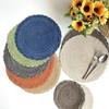 Round Braided Placemat Washable Cotton Linen Heat Resistant 30/35/38cm Table Place Mat For Kitchen Xmas Dining Table Party Decor