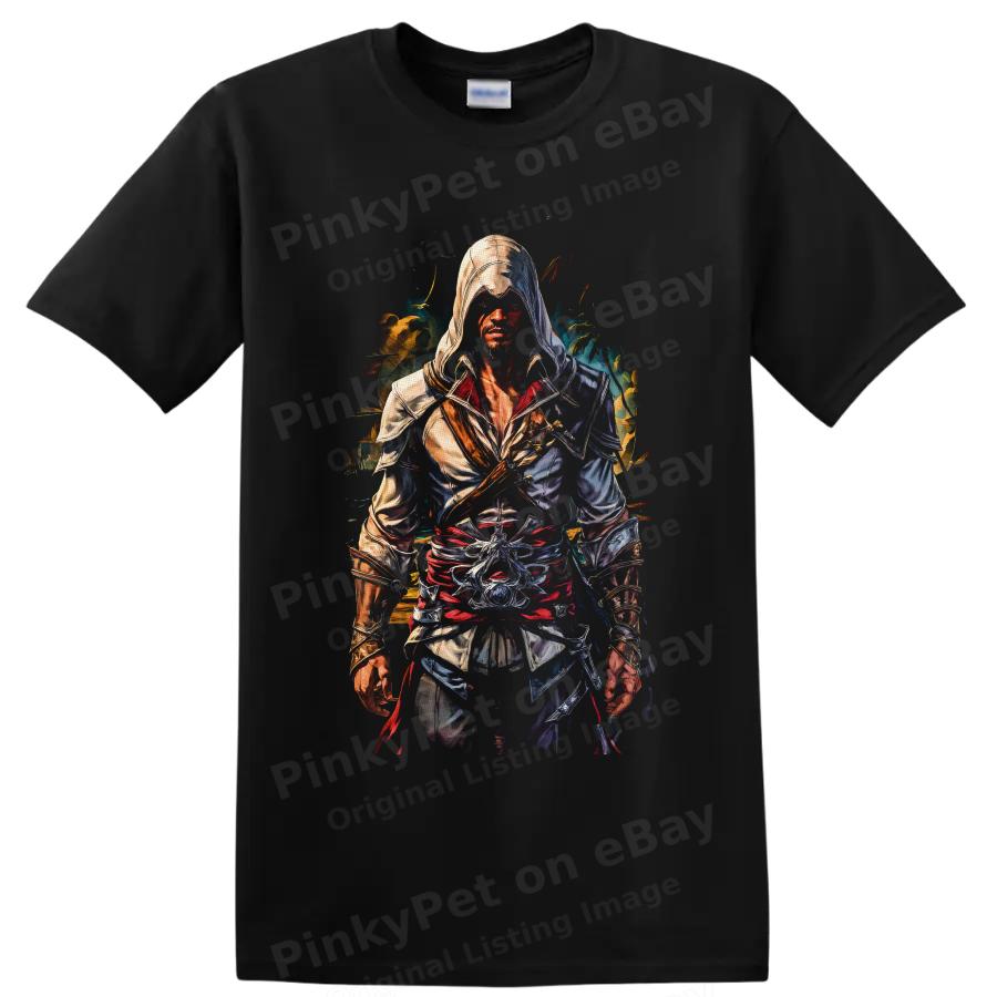 בייק Assassin's Creed חולצת טריקו קפוצ'ון לוחם גרפיקה צבעונית אמנותית
