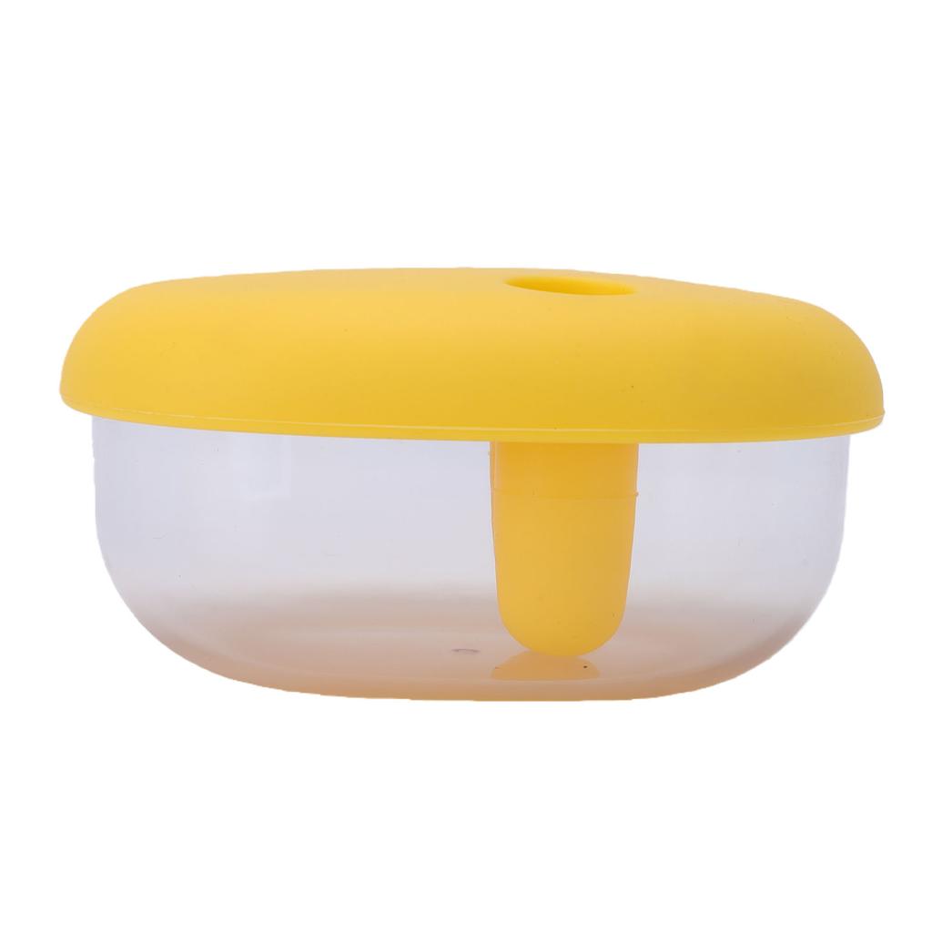 2 in 1 No Mess Snack Container Built in Silicone Finger Sleeve Leakproof Snack Box with Tight Silicone Gasket Yellow