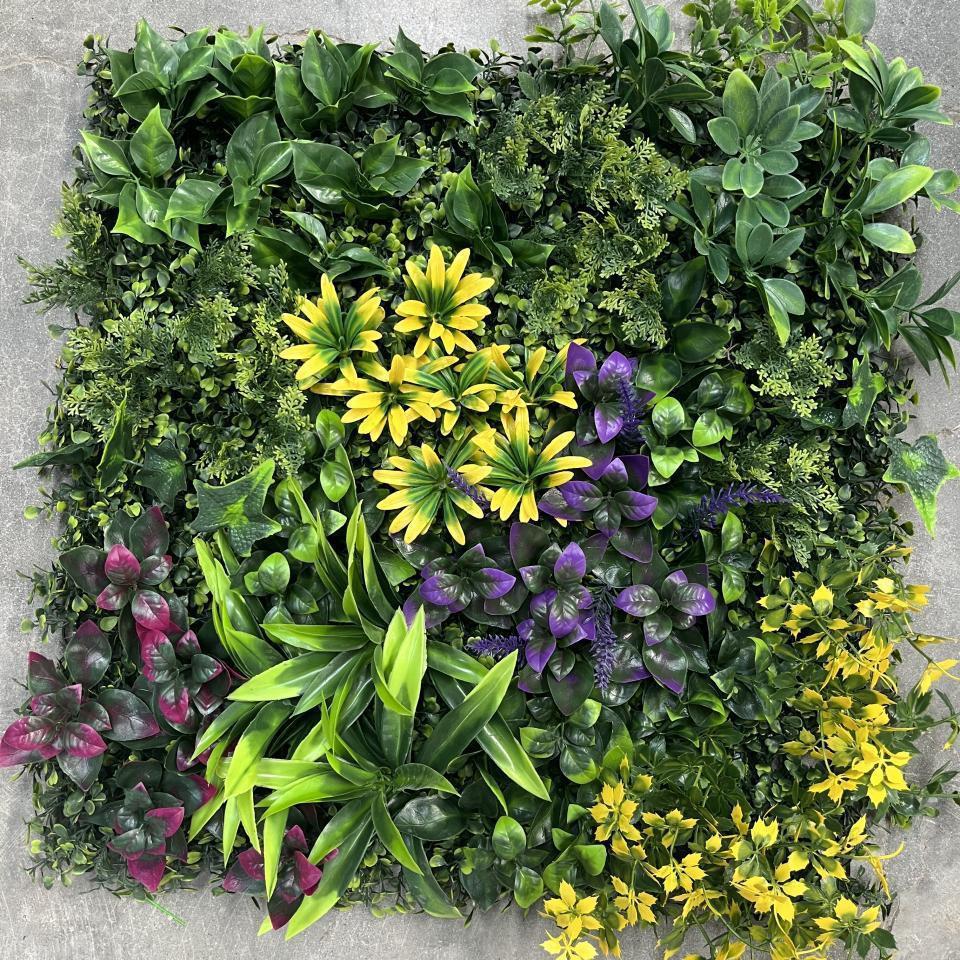 50×50cm Artificial Green Plant Wall - Plastic Vertical Garden, Fake Flower Wall, Synthetic Turf Background
