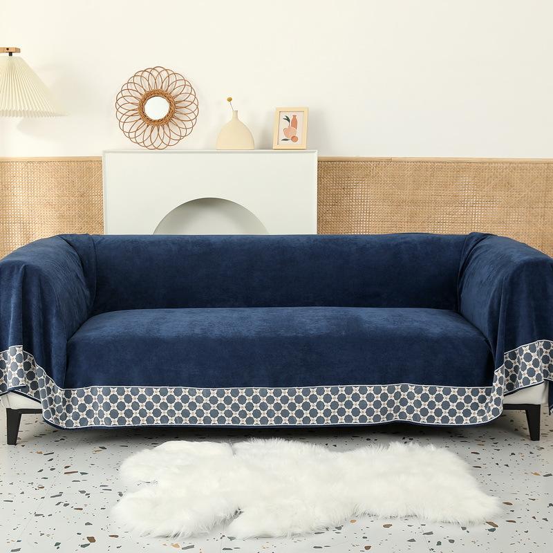 Four Seasons Waterproof Solid Color Cut Velvet Sofa Cover Towel Simple Non-Slip Urine-Proof Anti-Dirty Sofa Towel Covers