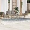 Vidaxl 4-Cz. Garden Furniture Set With Cushions, Beige, Poly Rattan