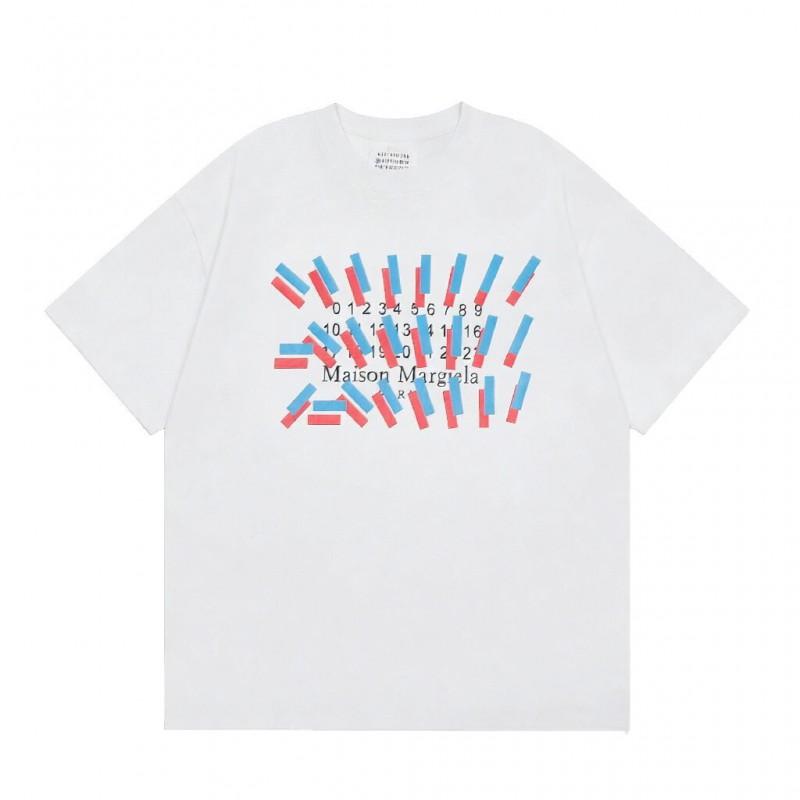 Digital Print MM6 Cotton T-Shirt Men Women Short Sleeve Casual Top 230g
