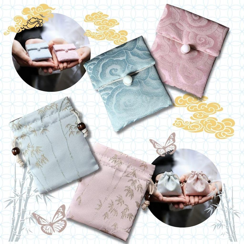 Pouch Storage Choose from 2 Types Pieces Drawstring Type Japanese Pattern Grove Thick Cushioned Japanese Style Accessory Case for Power Fortune Slips