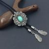 Engraving Stone Bolo Tie Carved Necktie for Shirt Jeans Western Necklace Braided Shoestring Necktie Bolo Tie