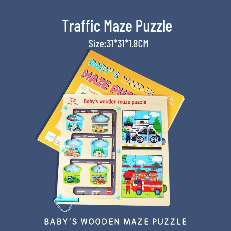 Wooden Magnetic Marble Maze Game for Kids - Educational, Early Learning, Logic Development Toy