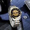 WINNER Gold Retro Skeleton Automatic Watch for Men Luminous Hands Stainless Steel Strap Classic Business Mechanical Watches New