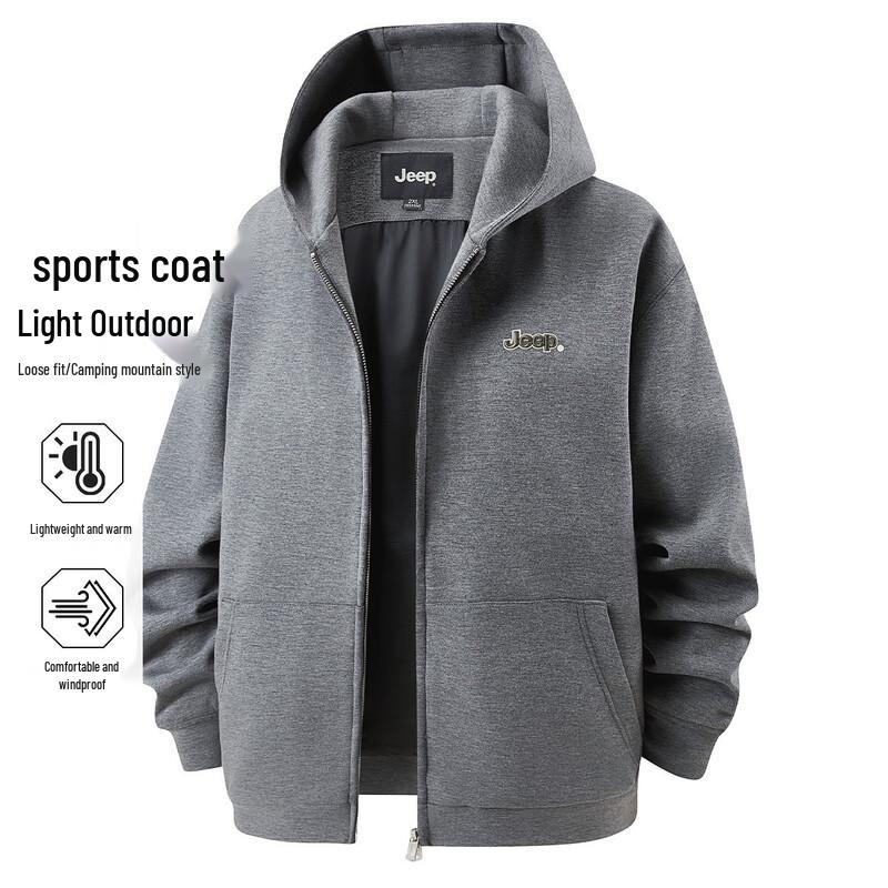 

JEEP Men s Hooded Sports Cardigan Jacket 2XL