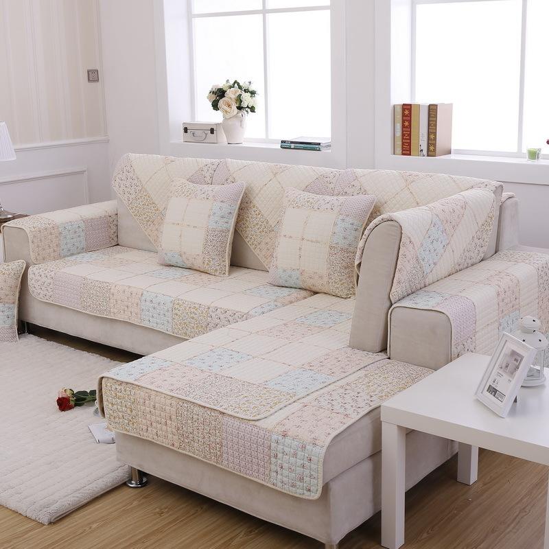 

Korean-Style Patchwork Small Floral Square Sofa Cushion, Four-Season Double-Sided Pure Cotton Printed Non-Slip Sofa Seat Cushion Cover Towel 70*70cm