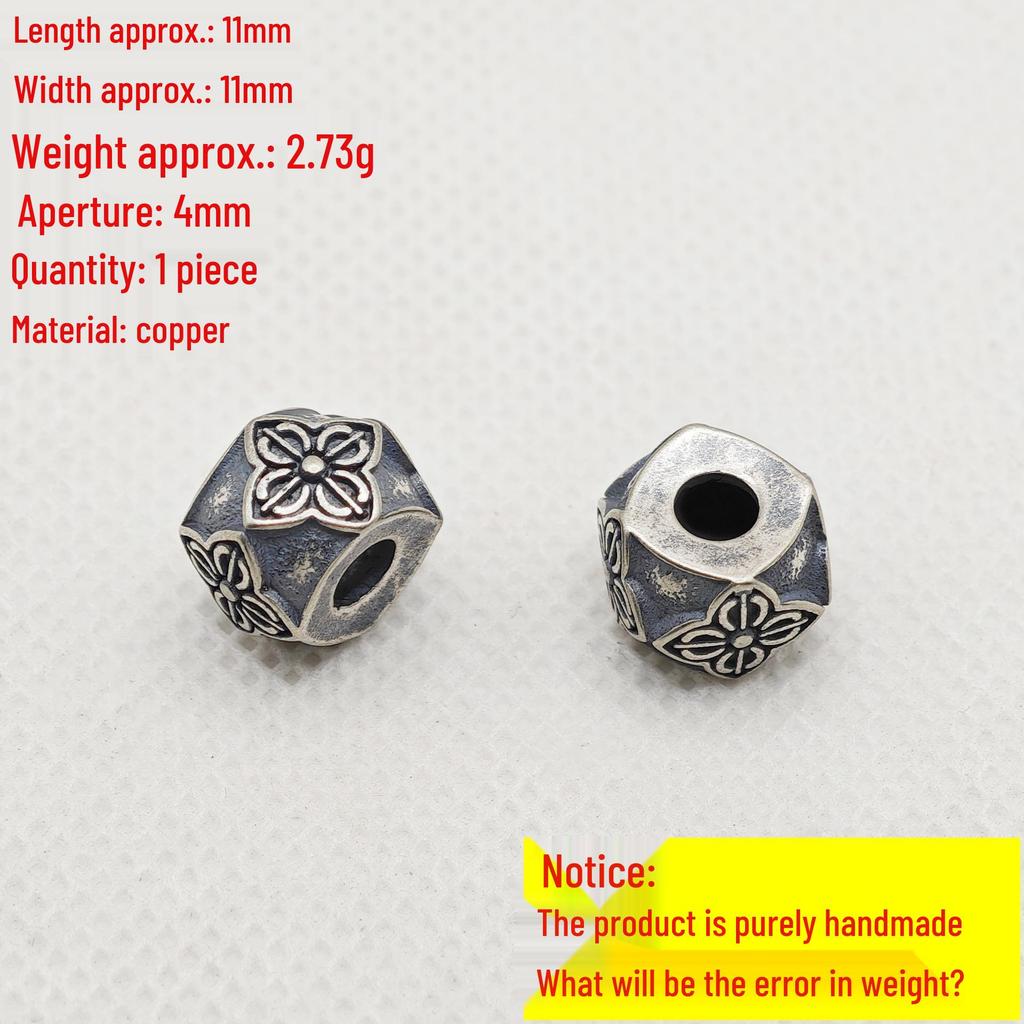 925 Sterling Silver Four-Leaf Clover Square Bead Spacer for DIY Crystal Bracelets