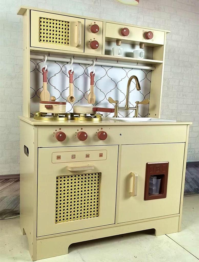 Wooden Light Luxury Neon Kitchen Playset for Kids - Role-Playing Toy for Kindergarten & Parent-Child Fun