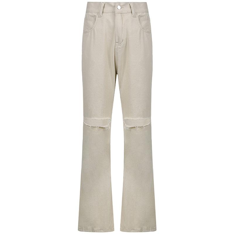 

Женская мода Slim Fit сплошной цвет джинсы клеш классический стиль рваные джинсы женские длинные джинсовые брюки с высокой талией уличный стиль ретро эластичные джинсы M