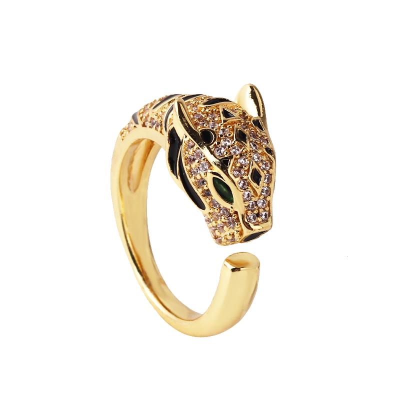 New Women's Jewelry Hip-hop Personality Leopard Print Ring Open Ring Popular Net Red Retro Tail Ring Party Holiday Gift